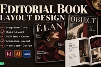 design editorial book layouts, journals, and workbooks, typographic, magazines