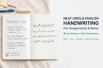 do english and urdu handwriting for assignment and notes