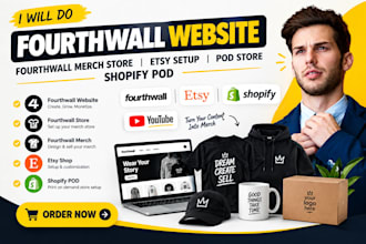 do fourthwall website, fourthwall merch store, etsy setup pod store, shopify pod