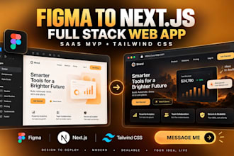 convert figma to nextjs, react full stack web app or saas mvp with tailwind CSS