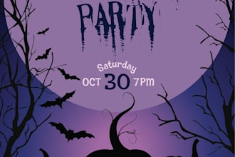 design a spooky halloween party invitation card