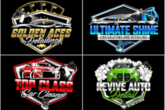 do custom car racing, auto repair, car wash, auto detailing, and automotive logo