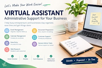 be your virtual assistant for data entry, admin support and sop writing