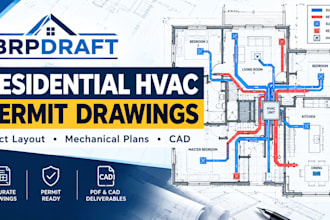 create residential hvac permit drawings, duct layouts and mechanical plans