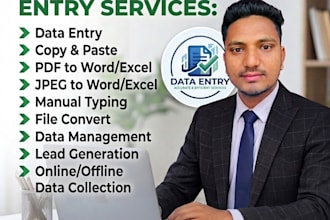 do professional data entry, copy paste, and web research