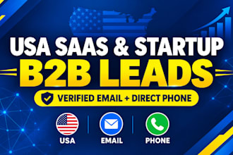 build a USA saas and startup b2b lead list with verified email and direct phone