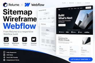 create relume sitemap wireframe and webflow website cms