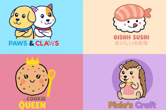 design a custom cute kawaii character logo for your