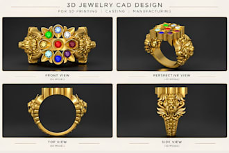 design 3d jewelry cad for 3d printing, casting and manufacturing