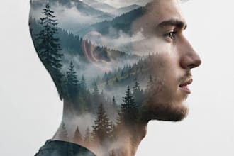 create double exposure portrait and aesthetic ai photo editing