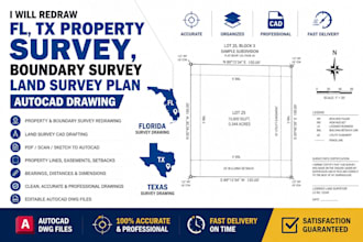 redraw fl tx property survey boundary survey land survey plan autocad dra