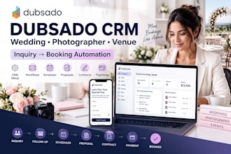 dubsado CRM wedding planner photographer venue inquiry booking automation pages