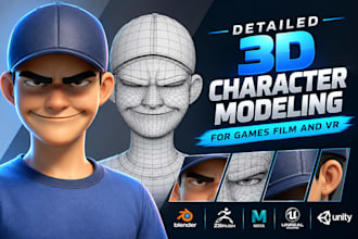 design detailed 3d character modeling for games film and VR