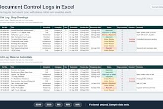 create document control logs and registers in excel for your project