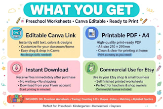 design educational printable worksheets and preschool learning activities