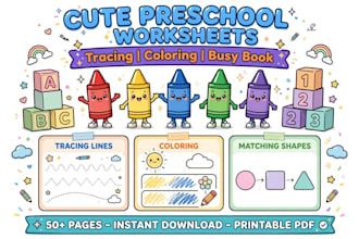 create preschool tracing and coloring worksheets