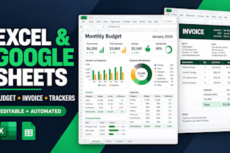 design excel google sheets budget tracker and invoice spreadsheet templates