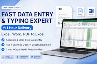 do fast data entry typing  and copy paste work in 1 hour