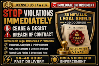 draft a breach of contract demand letter or cease and desist as a US lawyer