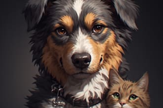 do a custom pet portrait, dog portrait, cat portrait