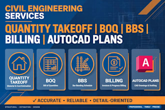do quantity takeoff boq bbs billing and autocad plans and road cross sections