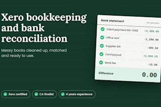 do xero bookkeeping, bank reconciliation and cleanup
