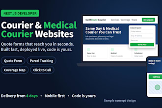 design a courier website, medical courier and delivery service site