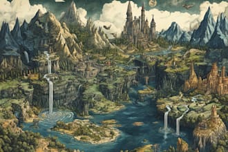 draw a beautiful custom fantasy map for your fictional world