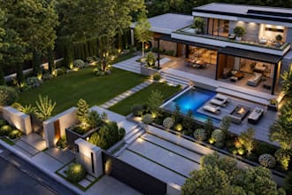 create 3d landscape design for garden backyard front yard patio terrace