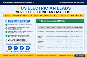 provide verified US electrician email list with leads