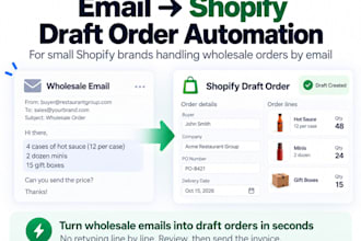 turn wholesale order emails into shopify draft orders