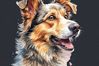 draw pet portrait into cartoon vector