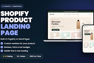 design shopify product landing page with pagefly or gempages, sales page