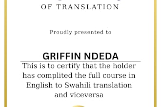 translate your document pdf certificate english to swahili