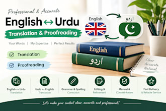 translate english to urdu with proofreading