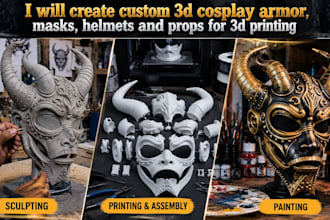 create custom 3d cosplay armor, masks, helmets and props for 3d printing