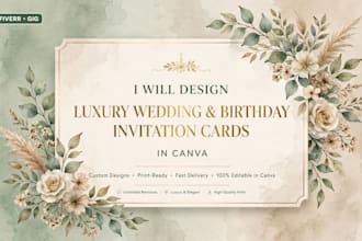 design luxury wedding birthday card in canva