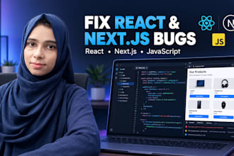 fix react js next js and javascript bugs and frontend issues