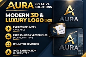 design modern 3d luxury business logo and creative branding solutions