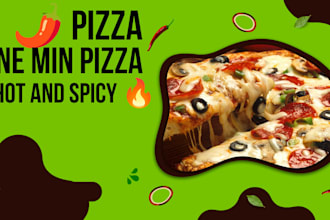 design 3 viral pizza thumbnails for youtube food channel