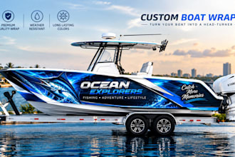 design a professional boat or yacht wrap, wrap design in 24 hours