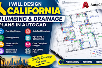 design california plumbing and drainage plans in autocad
