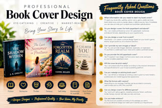 book cover design, book formatting, and layout design
