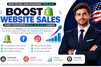 boost shopify website sales,market promote ecommerce dropshipping USA,UK,fb,ig