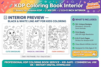 create custom kids coloring book pages for amazon KDP with cover design