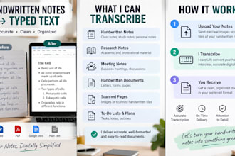 transcribe your handwritten notes into typed text
