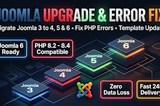upgrade joomla 3 to 4, 5 or 6, migrate and fix errors