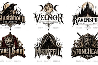 design vintage gothic, occult and medieval logo