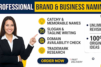 provide business name ideas, brand name and slogan for business