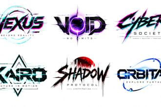 design cyberpunk, glitch and futuristic typography logo